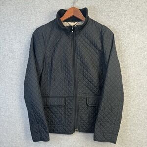 Brooks Brothers Quilted Jacket Sz 8 Black Zip Front 1818 Collection Riding Style